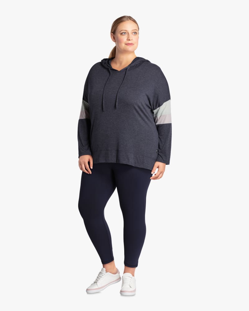 Plus size model with hourglass body shape wearing Camomile Hoodie by Marika | Dia&Co | dia_product_style_image_id:114461